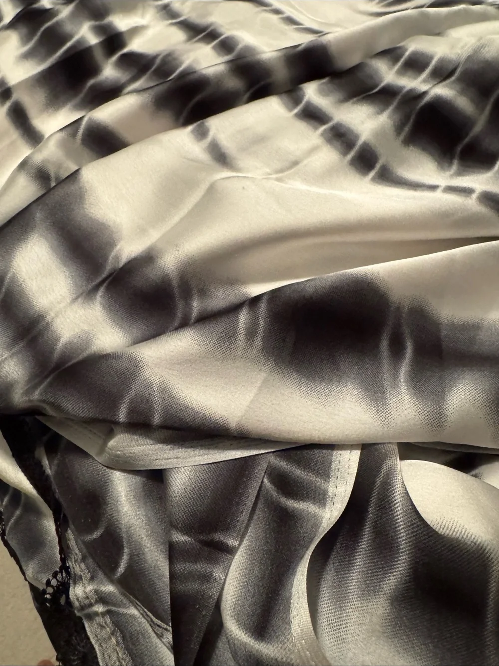 Silky Tie-Dye Black and Cream Bedding Throw